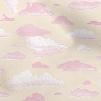 Pink Hand Drawn Clouds Micro Fleece