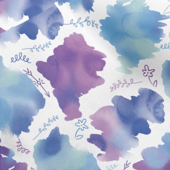 Watercolor And Flowers Doodle Micro Fleece