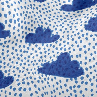 Doodle Clouds And Raindrops Minky