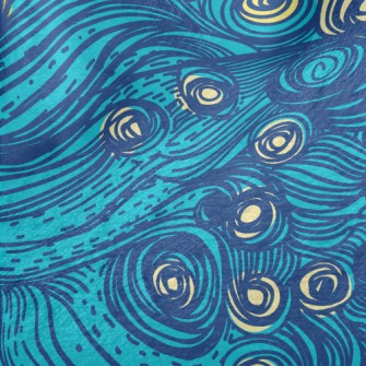 Hand Drawn Blue Swirls Minky