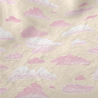 Pink Hand Drawn Clouds Minky