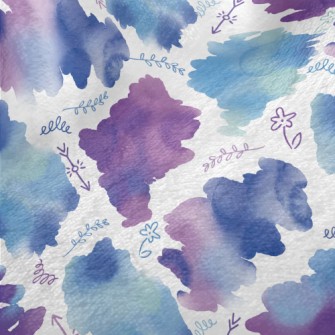 Watercolor And Flowers Doodle Minky
