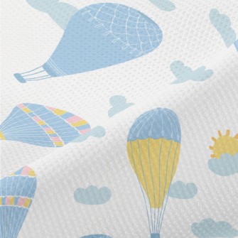 Elegant Blue Hot Air Balloon Piqué