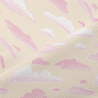 Pink Hand Drawn Clouds Piqué