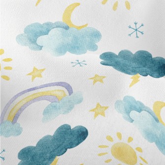 Watercolor Climate Symbols Lightweight Performance Linen