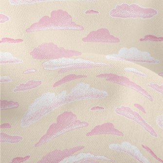 Pink Hand Drawn Clouds Lightweight Performance Linen