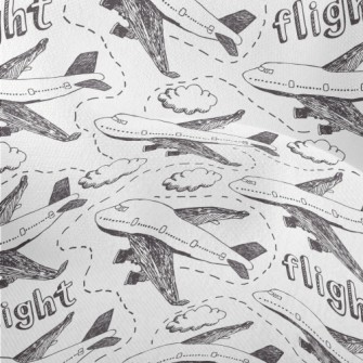 Hand Drawn Airplane Doodle Lightweight Performance Linen