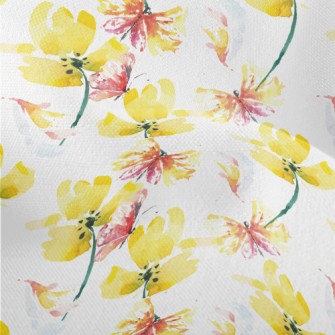 Watercolor Butterflies And Flo Lightweight Performance Linen