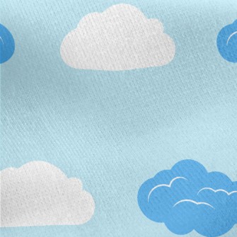 Blue And White Clouds Jersey Backed Fleece