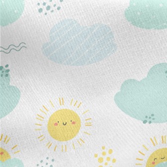 Happy Sun And Clouds Jersey Backed Fleece