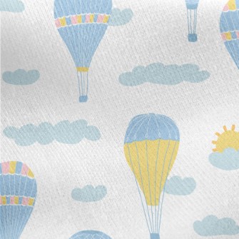Elegant Blue Hot Air Balloon Jersey Backed Fleece