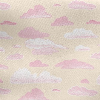 Pink Hand Drawn Clouds Jersey Backed Fleece