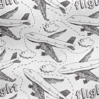 Hand Drawn Airplane Doodle Jersey Backed Fleece