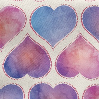 Colorful Watercolor Love Heart Jersey Backed Fleece