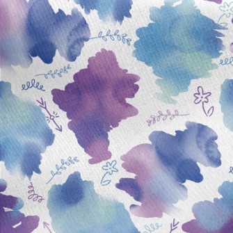 Watercolor And Flowers Doodle Jersey Backed Fleece