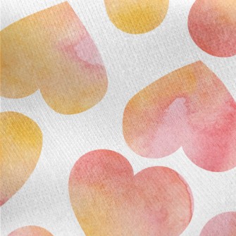 Warm Watercolor Love Heart Jersey Backed Fleece