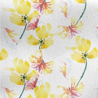 Watercolor Butterflies And Flo Jersey Backed Fleece