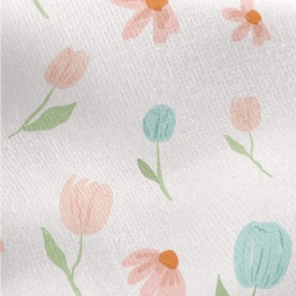 Watercolor Spring Flowers Jersey Backed Fleece