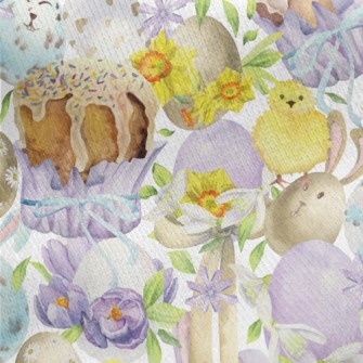 Easter Watercolor Jersey Backed Fleece