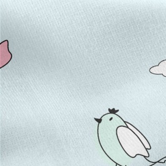 Colorful Cartoon Birds Jersey Backed Fleece