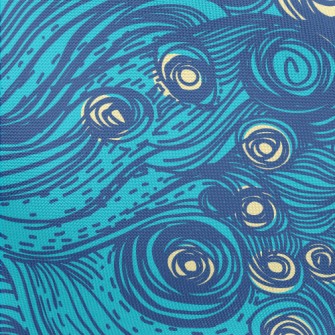 Hand Drawn Blue Swirls Pongee