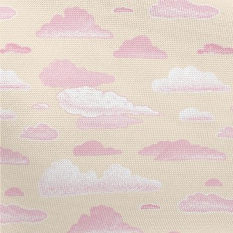 Pink Hand Drawn Clouds Pongee