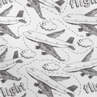 Hand Drawn Airplane Doodle Pongee
