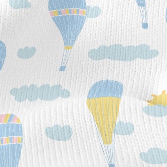 Elegant Blue Hot Air Balloon Stretch Jersey