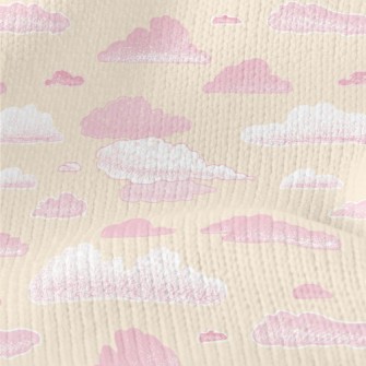 Pink Hand Drawn Clouds Stretch Jersey