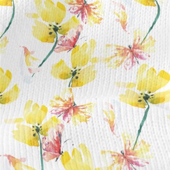 Watercolor Butterflies And Flo Stretch Jersey