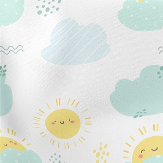 Happy Sun And Clouds Lightweight Cotton Poplin