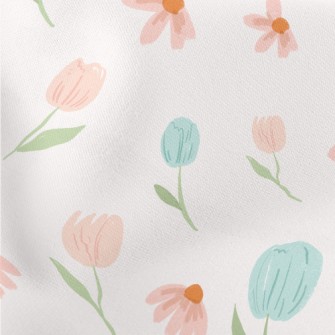 Watercolor Spring Flowers Lightweight Cotton Poplin