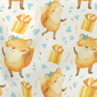 Happy Birthday Fox Lightweight Cotton Poplin