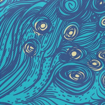Hand Drawn Blue Swirls Midweight Cotton Poplin