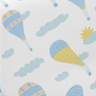 Elegant Blue Hot Air Balloon Midweight Cotton Poplin