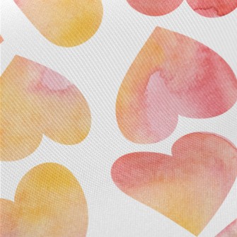 Warm Watercolor Love Heart Midweight Cotton Poplin