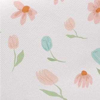 Watercolor Spring Flowers Midweight Cotton Poplin