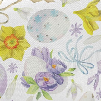 Flowers And Easter Eggs With D Midweight Cotton Poplin
