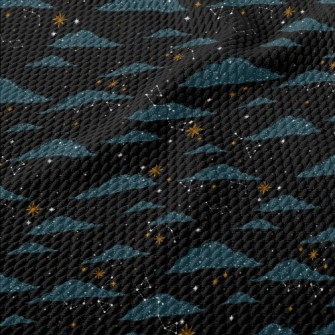 Hand Drawn Stars And Clouds Birdseye Piqué