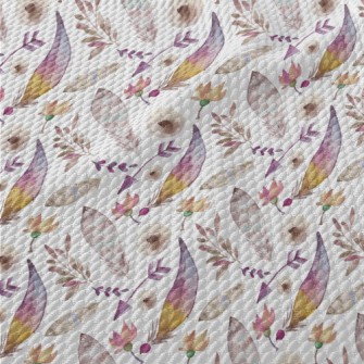 Watercolor Feathers And Plants Birdseye Piqué