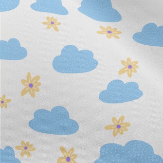 Small Flowers And Blue Clouds Chiffon