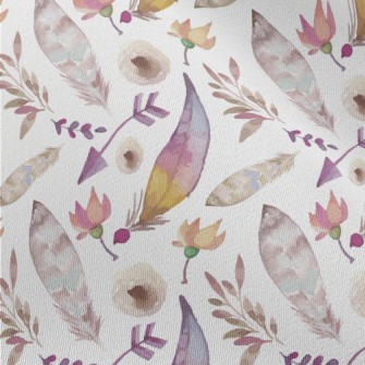 Watercolor Feathers And Plants Chiffon