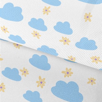 Small Flowers And Blue Clouds Waterproof Oxford