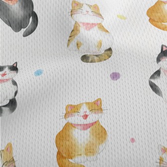 Hand Drawn Happy Cat Athletic Mesh Flat Back