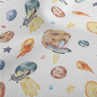 Watercolor Cute Alien Athletic Mesh Flat Back