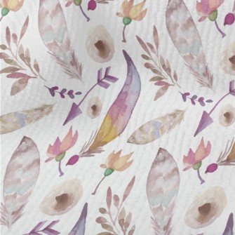 Watercolor Feathers And Plants Terry