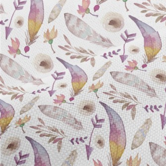 Watercolor Feathers And Plants Performance Linen