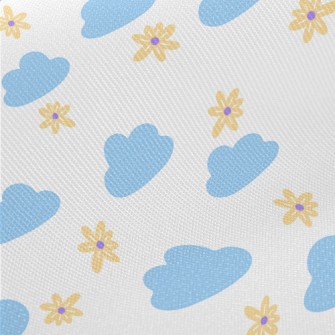 Small Flowers And Blue Clouds Twill