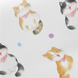 Hand Drawn Happy Cat Twill