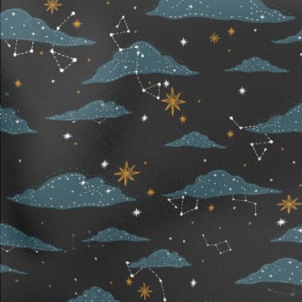 Hand Drawn Stars And Clouds Stretch Ponte